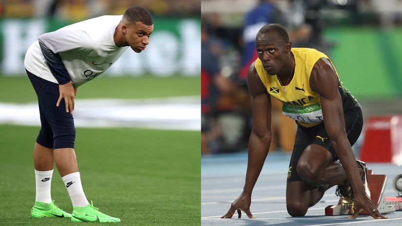 Mbappe vs Bolt (©Getty Images)