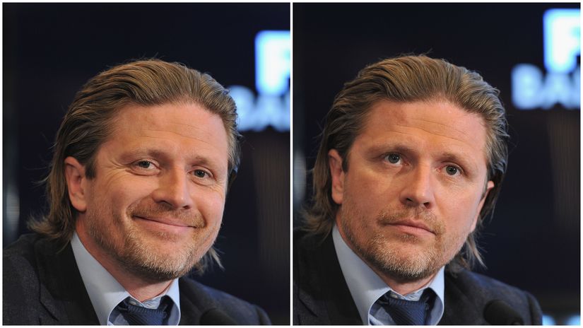 Emmanuel Petit with his meme-like faces (©Pascal Le Segretain/Getty Images)