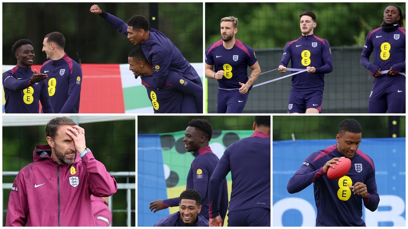 Joy and laughter during the England training ahead of the Switzerland tie (©Getty images sport)