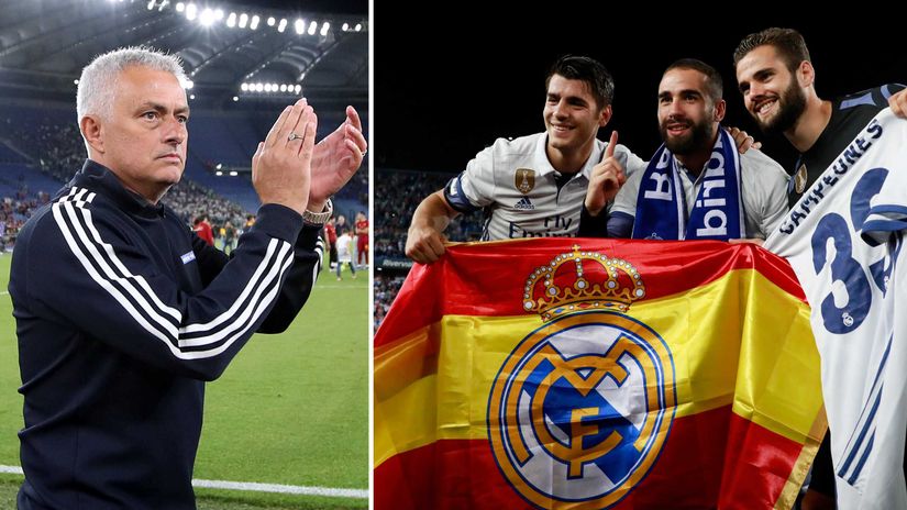 Jose Mourinho applauds Morata, Carvajal and Nacho (©Getty images)