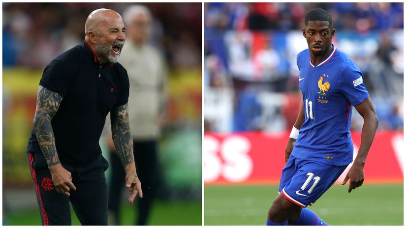 Jorge Sampaoli and Ousmane Dembele (©Getty images)