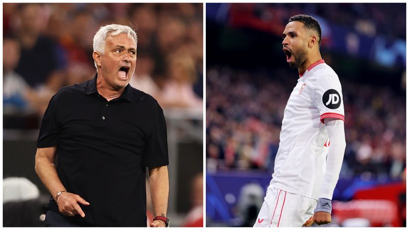 Jose Mourinho and Youssef El-Nesyri (©Getty images)