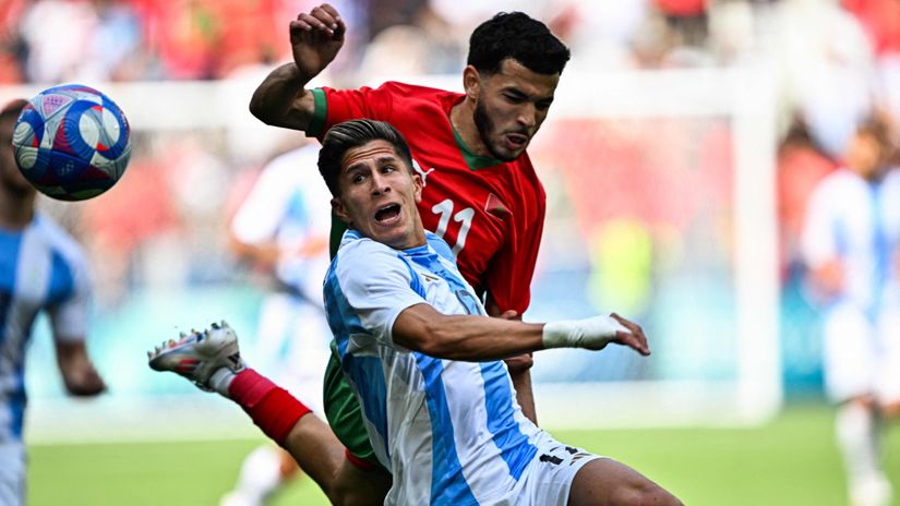 A scene from the Argentina-Morocco game(©AFP)