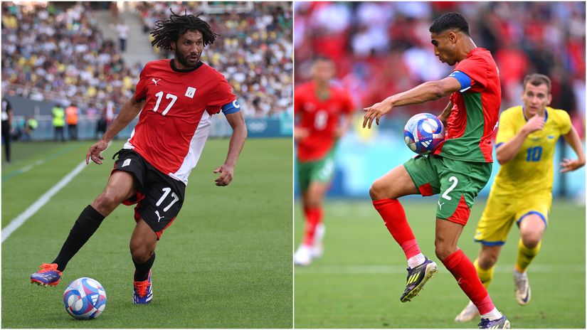 Mohamed Elneny vs Achraf Hakimi today at Olympics (©Getty images)