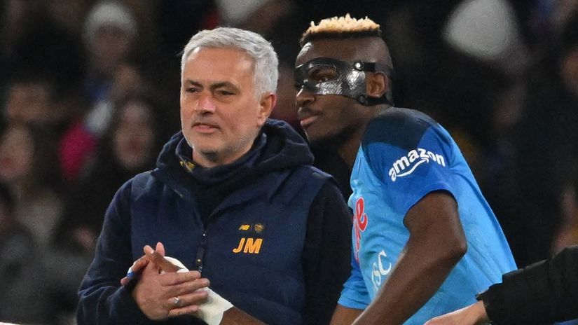 Mourinho and Osimhen during their time in Italy(©AFP)