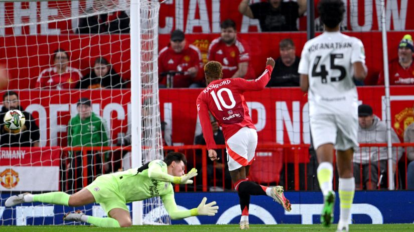 Rashford scores the opener (©Stu Forster/Getty Images)