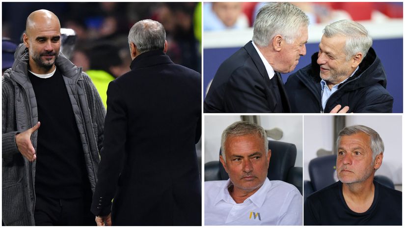 Genesio with Pep, Ancelotti and Mourinho (©Getty images/AFP)