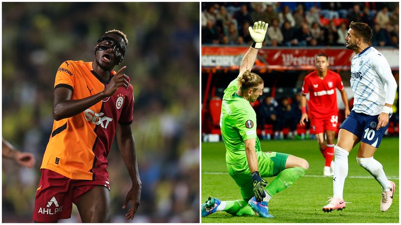 Osimhen (left) and Tadic (right) in action on Thursday night (©Getty images/Gallo images)