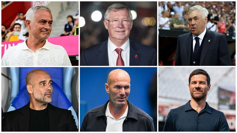 Mourinho, Ferguson, Ancelotti, Guardiola, Zidane, and Alonso(©AFP)
