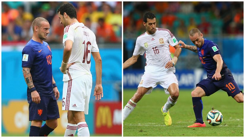 Sneijder vs Busquets back in the day (©Quinn Rooney/Getty Images)