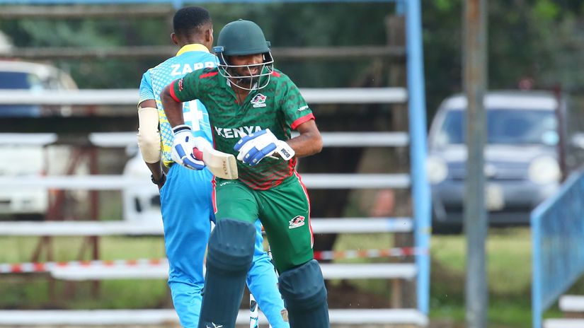 Rakep Patel runs in the Kenya innings against Rwanda ©Mozzart Sport/SportPicha