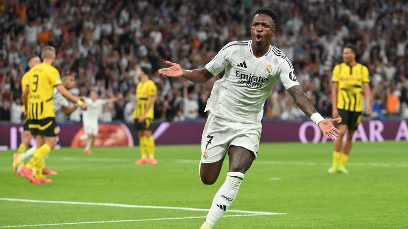 Real's hero - Vinicius Jr. celebrates his second goal(©Denis Doyle/Getty Images)