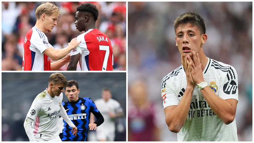 Martin Odegaard during his Real Madrid days and now, with Arsenal, and Arda Guler (©)