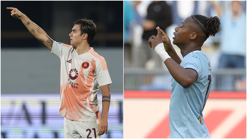 Paulo Dybala of Roma (left) & Tijjani Noslin of Lazio (right) (©Getty Images)