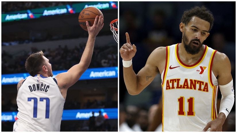 Luka Doncic of Dallas and Trae Young of Atlanta(©AFP)
