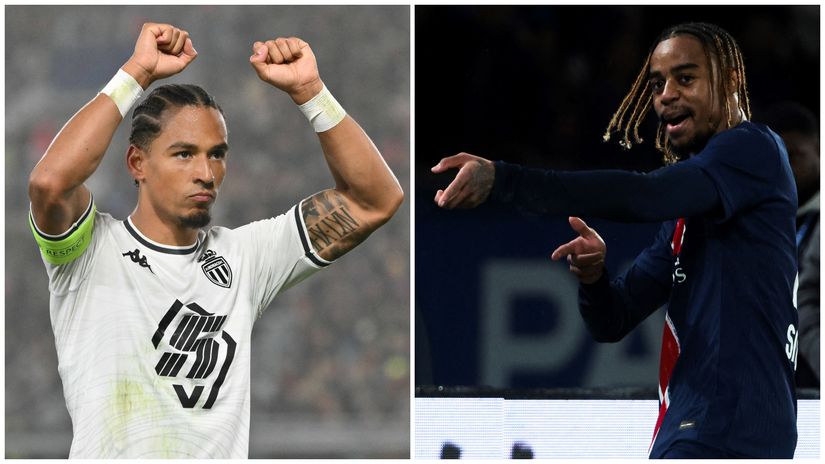 Kehrer of Monaco and Barcola of PSG(©AFP)