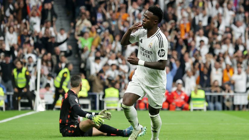 Vini Jr celebrates his first goal(©Gonzalo Arroyo Moreno/Getty Images)