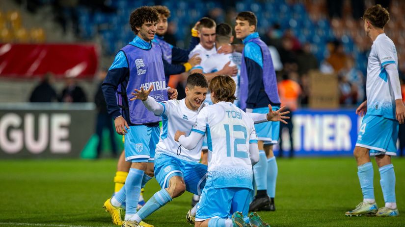 San Marino players celebrate their historic triumph(©x.com/SanMarinoTeam)