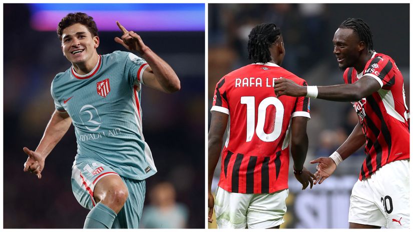 Julian Alvarez of Atletico Madrid celebrates, just like Rafa Leao and Tammy Abraham (©Gallo images/Getty images)