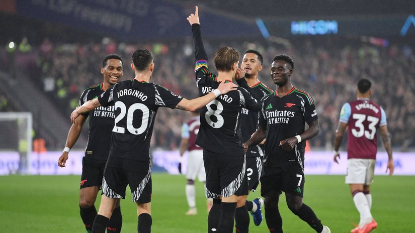 The Gunners after Odegaard's goal(©Justin Setterfield/Getty Images)