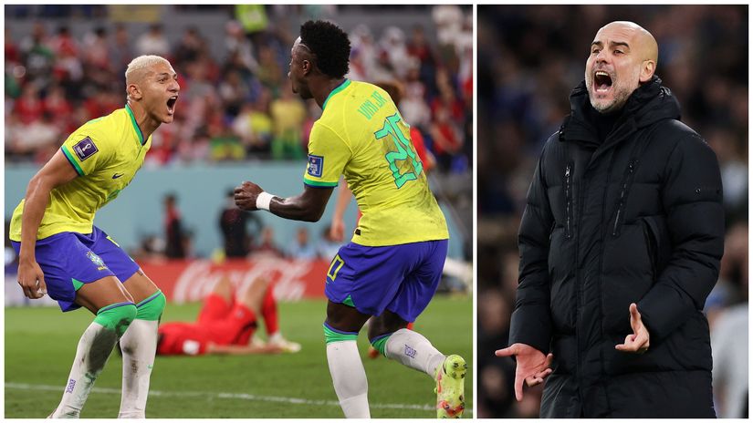 Richarlison & Vinicius Jr and Guardiola(©Getty Images)