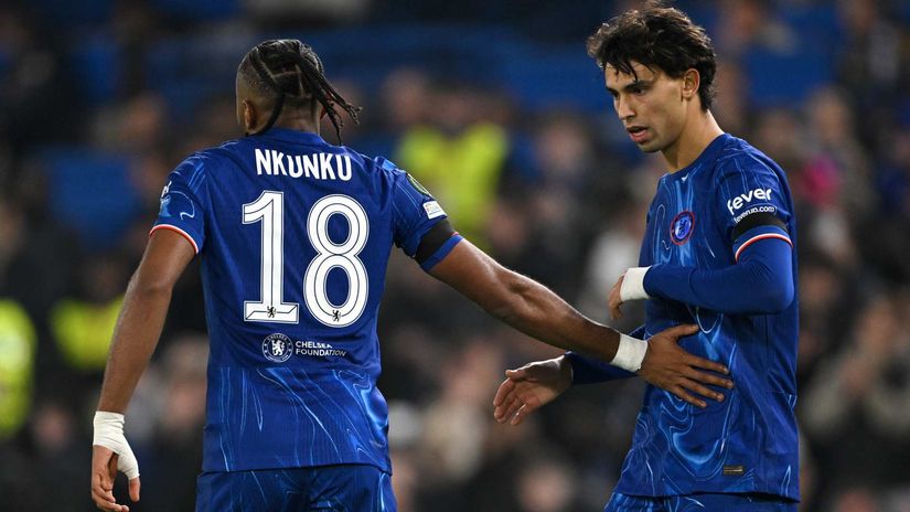 Nkunku and Joao Felix in action for Chelsea (©Mike Hewitt/Getty Images)