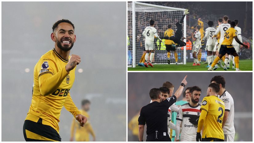 Cunha's celebration, Onana's poor reaction, and Bruno getting sent off(©Reuters/Chris Radburn/Matthew Childs/Gallo Images)