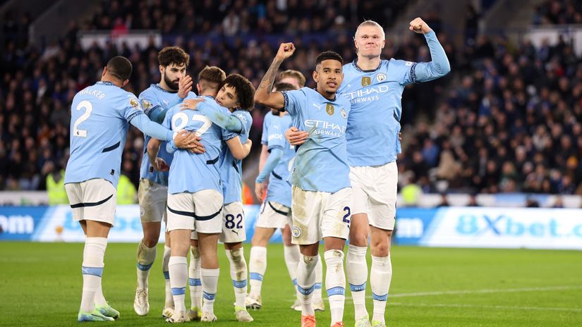 The two scorers, Savinho and Haaland (in the front)(©Carl Recine/Getty Images)