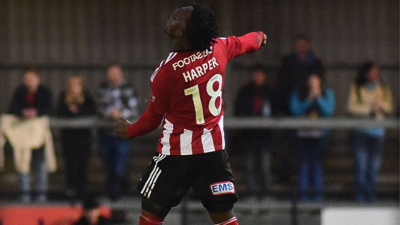 Vincent Harper celebrates his goal ©Exeter City FC