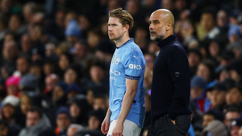 De Bruyne and Guardiola(©Reuters/Lee Smith/Gallo Images)