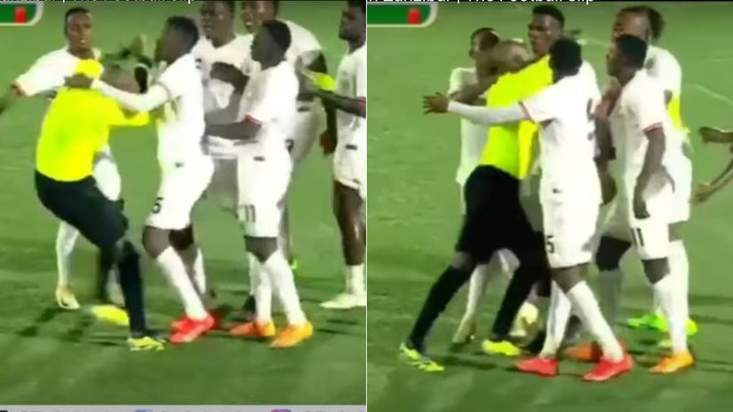 Harambee Stars captain Abud Omar punched by referee during defeat to Zanzibar [VIDEO]