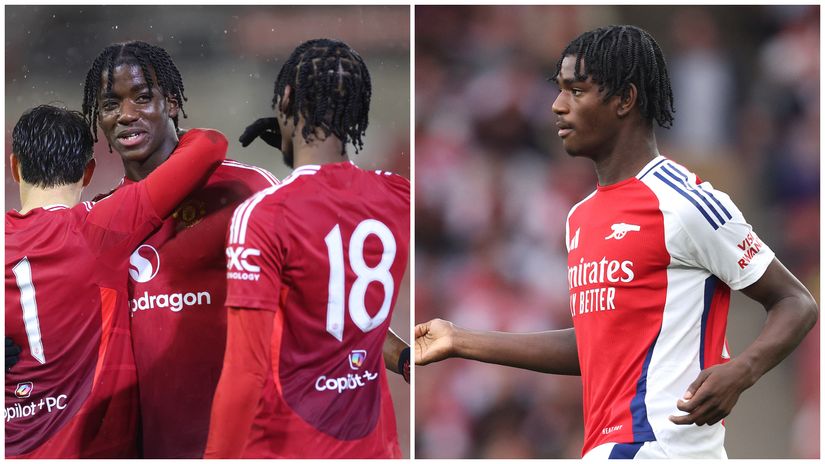 Godwill Kukonki of Manchester United (left) and his new teammate Ayden Heaven (©Getty images sport)