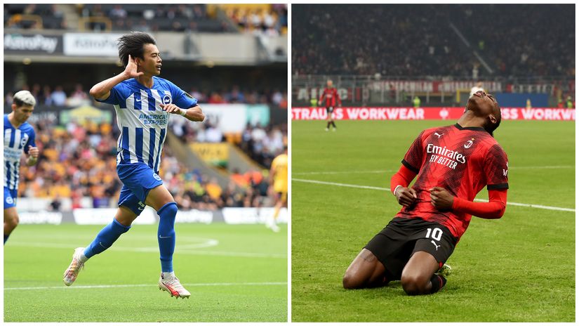 Kaoru Mitoma and Rafael Leao (©Getty Images)