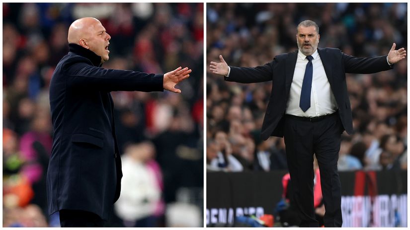 Arne Slot and Ange Postecoglou (©Getty Images)
