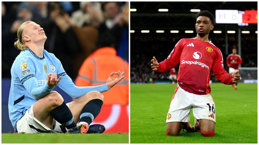 Haaland of Man City and Diallo of Man United (©Getty Images)