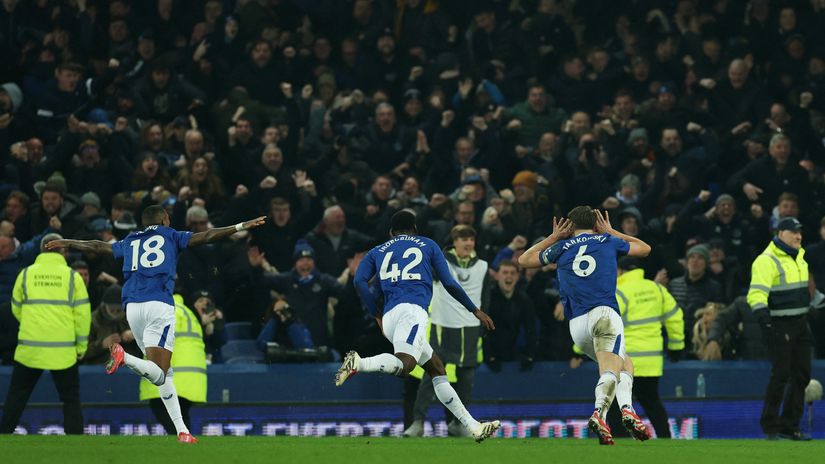 Everton players and fans celebrating (©Gallo Images)