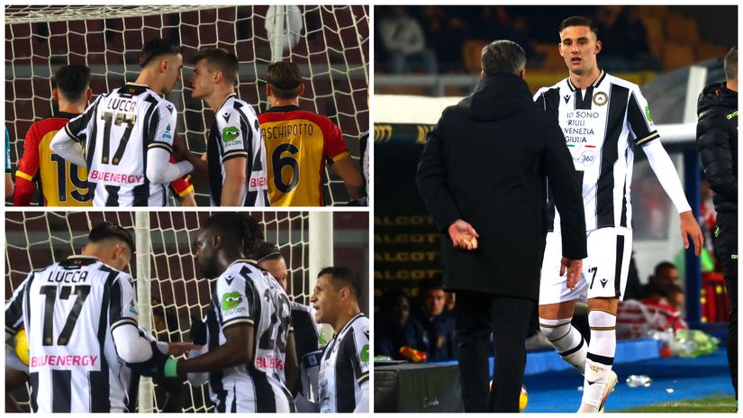 Lucca confronts his teammates and gets subbed off (©Maurizio Lagana/Getty Images)