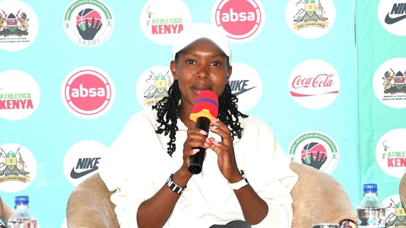 Faith Kipyegon at the Sirikwa Cross country presser ©Tabby Nashipae