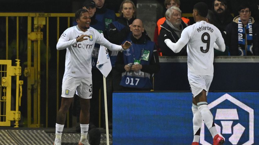 Leon Bailey and Marcus Rashford celebrating the goal (©Getty Images)