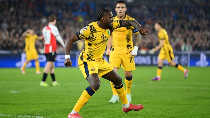 Thuram celebrates after scoring the opener (©Justin Setterfield/Getty Images)