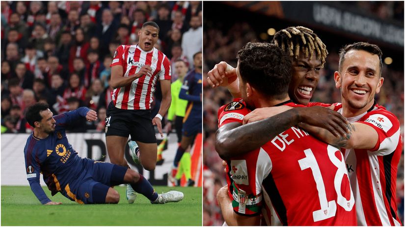 Hummels foul for red card and Athletic celebration (©Gallo Images)