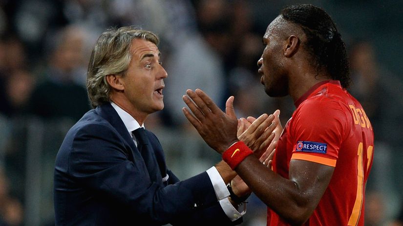 Roberto Mancini and Didier Drogba (©Getty Images)