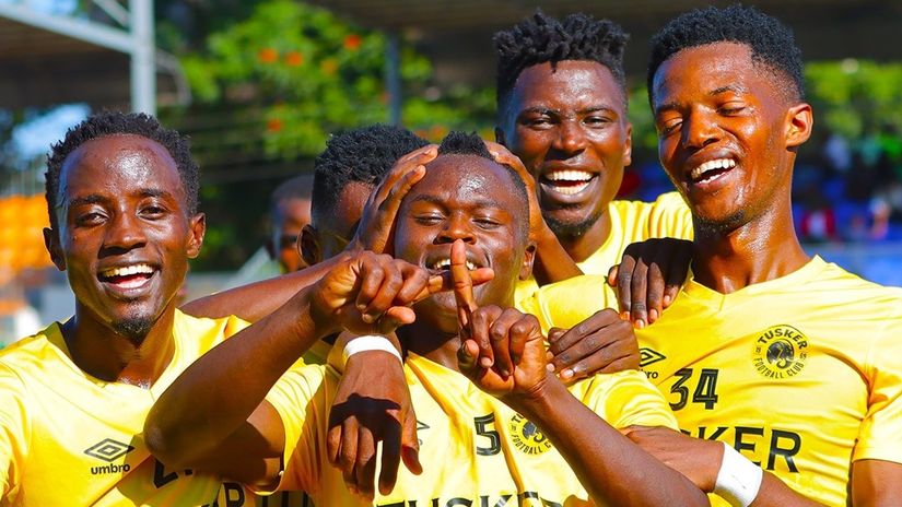 Teddy Dok celebrates Tusker's opener ©Tusker FC