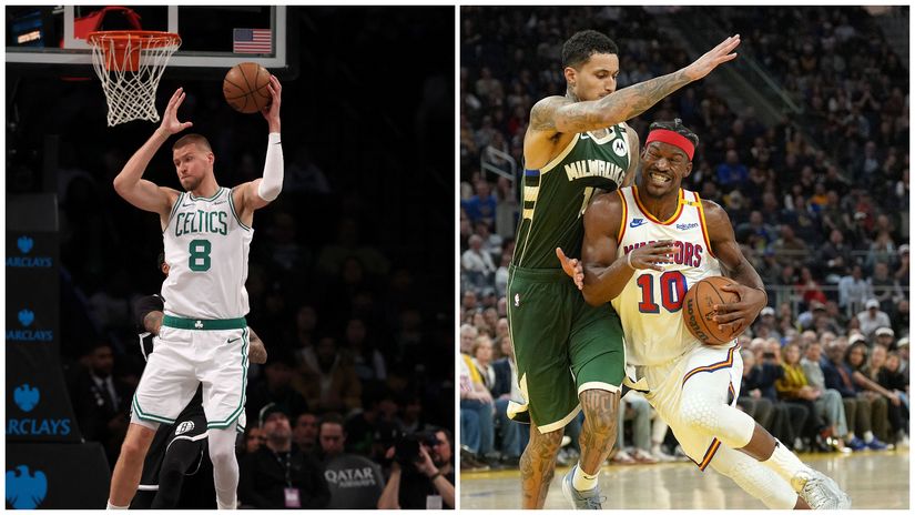 Porzingis of Celtics & Butler of Warriors in action (©AFP)