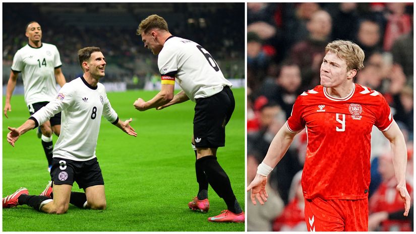 Goretzka and Hojlund celebrate their tonight's winners (©Gallo Images)