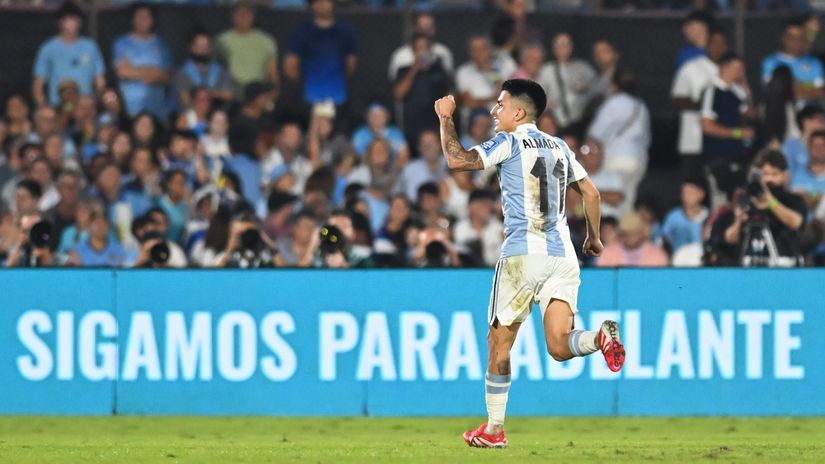 Almada celebrating the goal (©Getty Images)