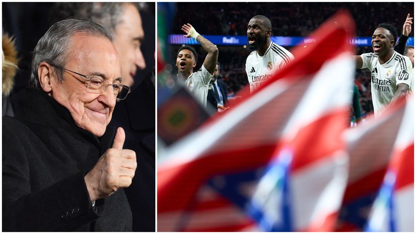Florentino Perez salutes his players after the win (©Getty images)