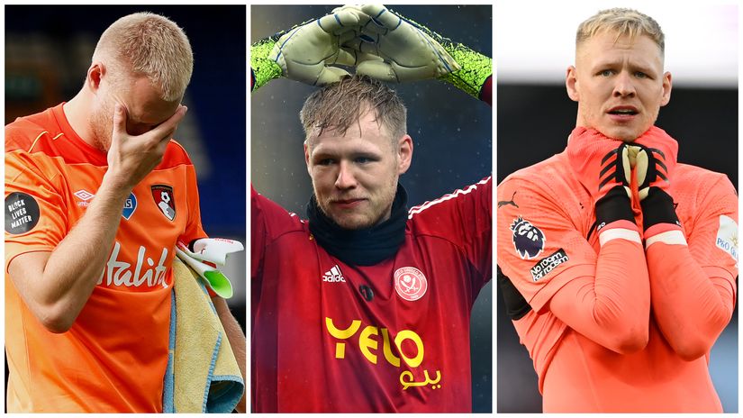 Ramsdale at Bournemouth, Sheffield Utd and Southampton (©Getty images)