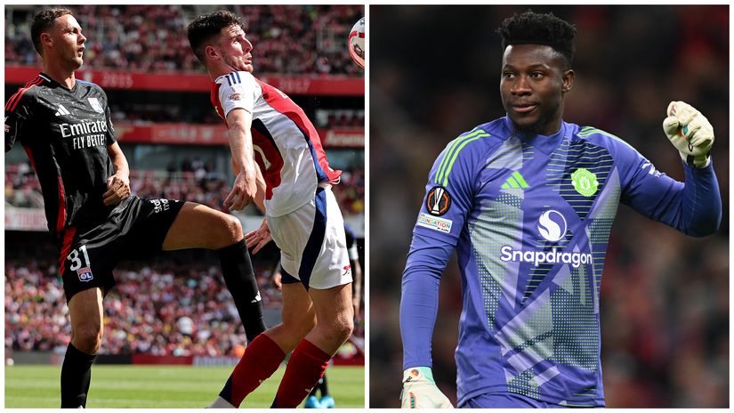 Matic in action for Lyon against Arsenal and Onana (©Getty images)