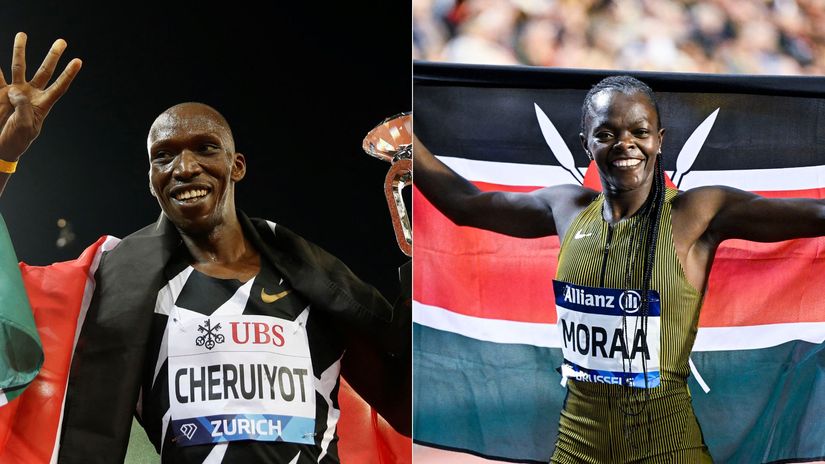 Timothy Cheruiyot, Mary Moraa © AFP